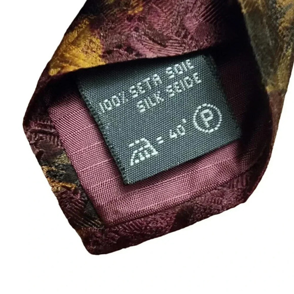 Vintage Ermenegildo Zenga Tie Dark Red Abstract Circles Made in Itlay 100% Silk - Picture 4 of 6